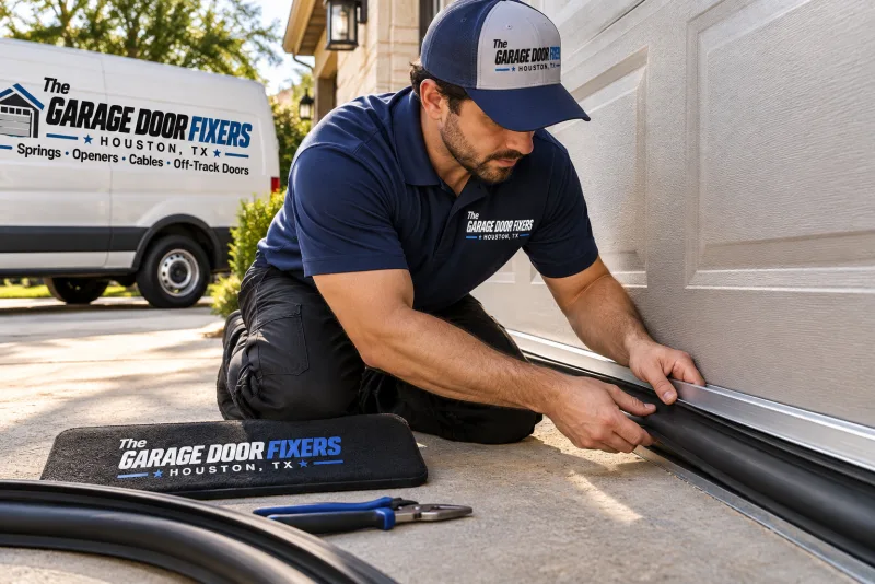 Garage door repair day or night in Santa Fe, TX: a new weather seal on the door
