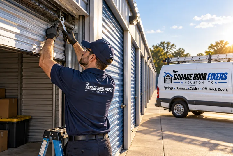 Opener unit that got dented in Fifth Street, TX: storage facility door repair