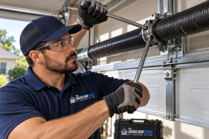 Installing an extension spring on a garage door in Greatwood, TX: replacing a torsion spring
